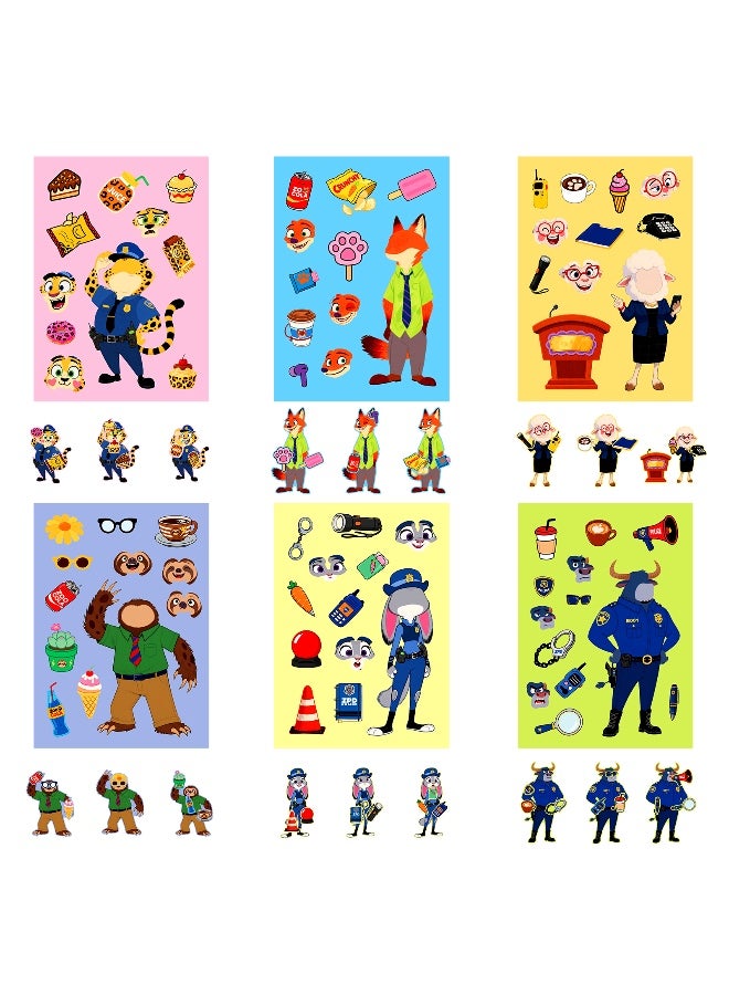 6 PCS Cool Zootopia Stickers Pack, Mixed & Matched with 6 Designed Characters, Make Your Own Stickers for Teens Party Decoration, Reward, Decor, Gift Idea - Image 5